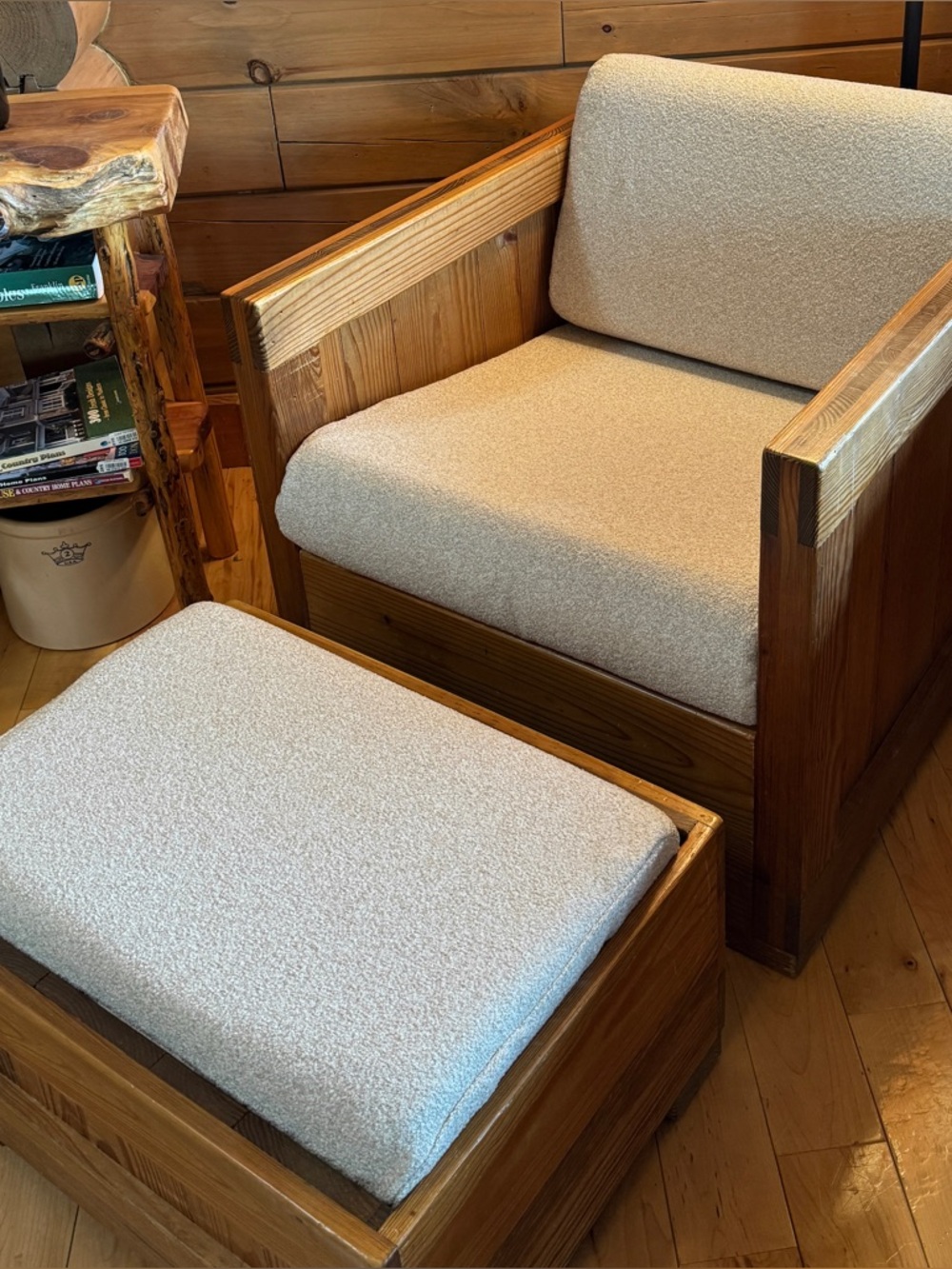 “This End Up” Custom Made “Classic” Style Chair & Ottoman Slipcover in Oatmeal - Picture 4 of 9